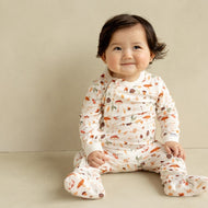 Coccoli Infant Cotton TENCEL™ Modal Zipper Footie Mushrooms On Cream