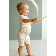 Coccoli Kid Cotton TENCEL™ Modal Short Sleeve Pyjama Carrots On Cream