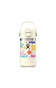 Hydro Flask Kids 12 oz Wide Mouth Bottle With Covered Straw Cap And Boot