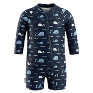 Jan & Jul Kids One Piece UV Sun Suit Navy Whale Tales