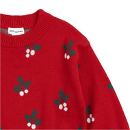 Miles The Label Merry Mistletoe On Ribbon Red Jacquard Sweater