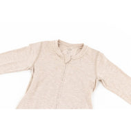 Nest Designs Basics Bamboo Cotton Long Sleeve Drop Bottom Romper Warm Taupe