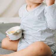 Nest Designs Basics Bamboo Cotton Long Sleeve Kimono Onesie Grey Dawn