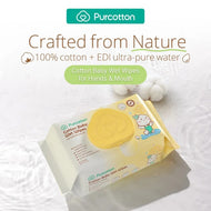 Purcotton Cotton Baby Wet Wipes 80 Sheets