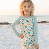 Emerson And Friends Explore Florida Long Sleeve Baseball Rash Guard Shirt Beige/Multi