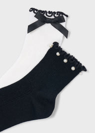Mayoral Girl 2-Pack Bow Socks - Black