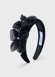 Mayoral Girl Velvet Floral Headband - Black