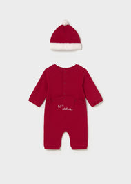 Mayoral Newborn Girl One-Piece with Hat - Red