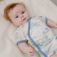 Nest Designs Short Sleeve Kimono Onesie Fluffy Puffs
