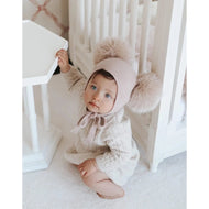 Petite Maison Kids Honeycomb Dusty Pink Cashmere Bonnet