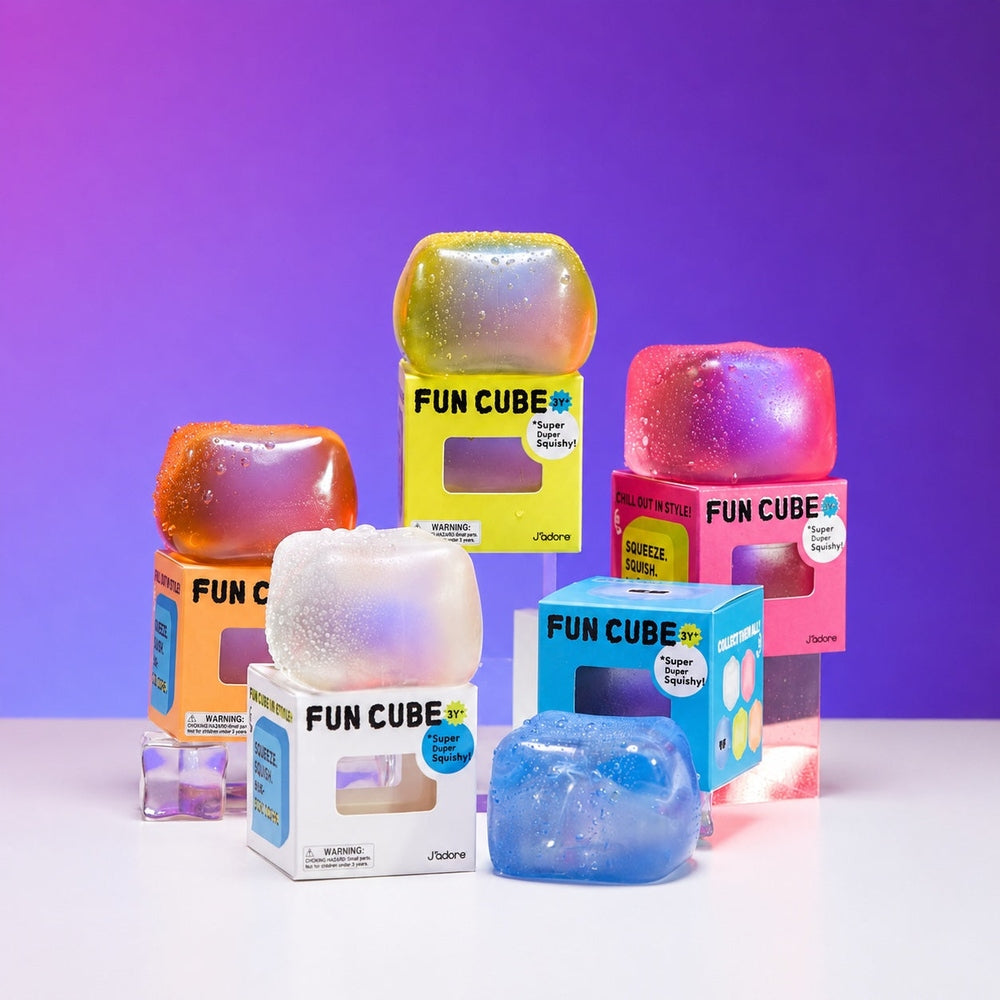 J'adore Ice Cube Squish Toy: Slow-Rebound Play, Colours and Care