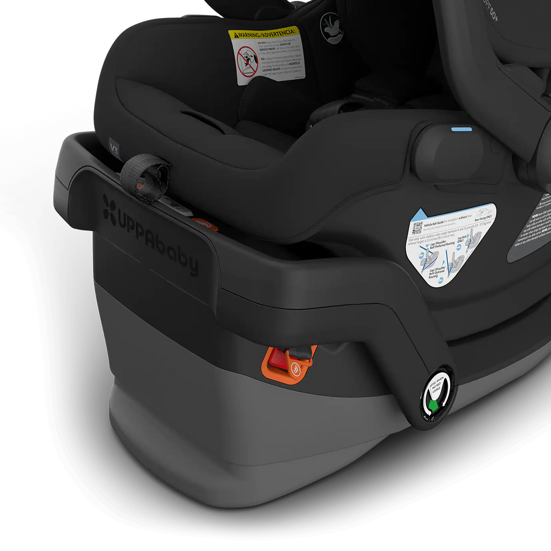 Mesa infant car seat attached to the UPPAbaby Extra Base for Mesa