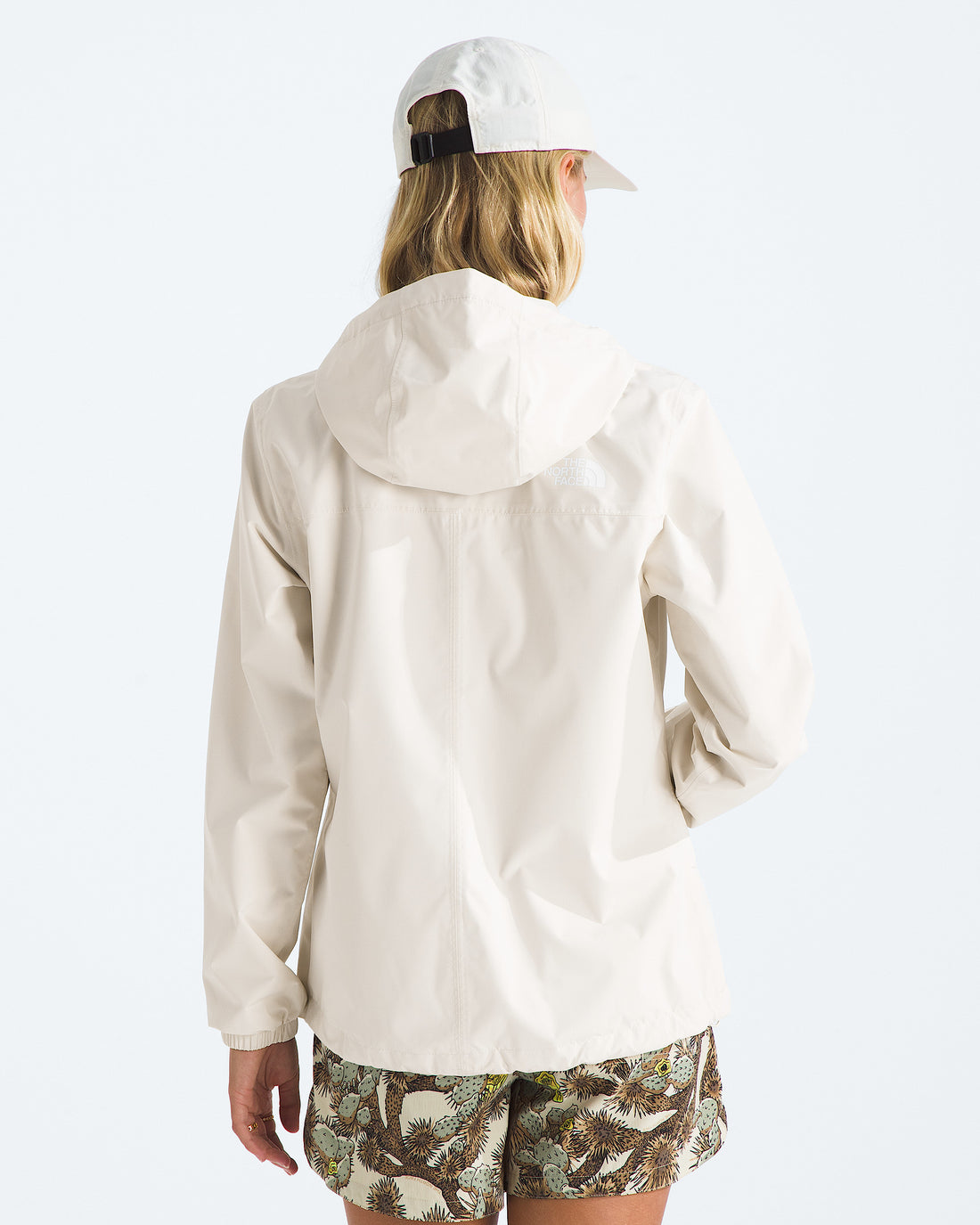 The North Face Women’s Antora Rain Jacket in White Dune, back view