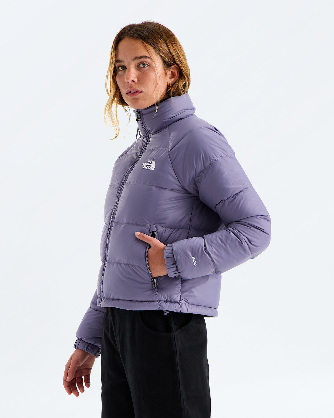 The North Face Women’s Hydrenalite™ Down Jacket - Grounded Plum, three-quarter model view