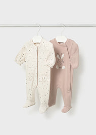 Mayoral Newborn Girl 2-Pack Pajamas - Nude