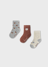 Mayoral Baby 3-Pack Animal Socks - Brick Red
