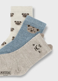 Mayoral Baby 3-Pack Animal Socks - Arctic Blue