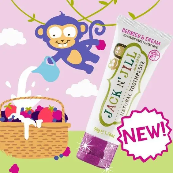 Jack N Jill Natural Toothpaste - Berries & Cream Flavor - 50g - Organic & Fluoride-Free