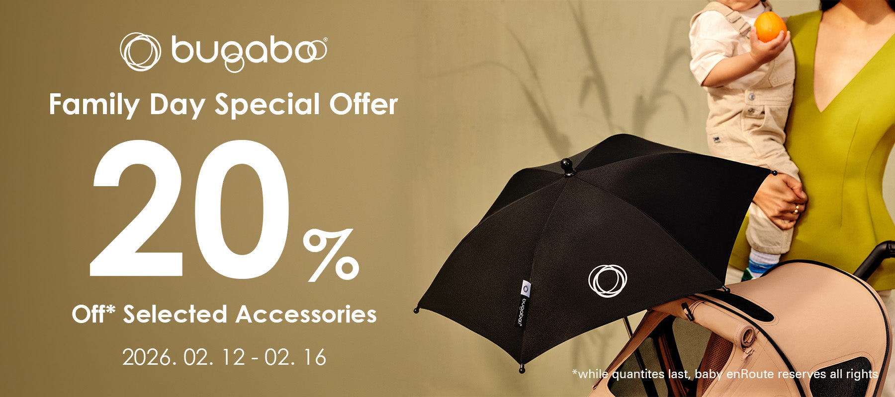 Bugaboo Stroller Accessories for Family Day 20 Percent Off Promotion Banner