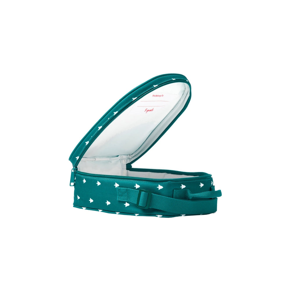 3 Sprouts lunch bag teal with white arrow print and adjustable strap