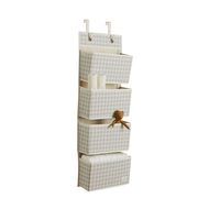 3 Sprouts Recycled Fabric Over The Door Organizer Gingham Beige