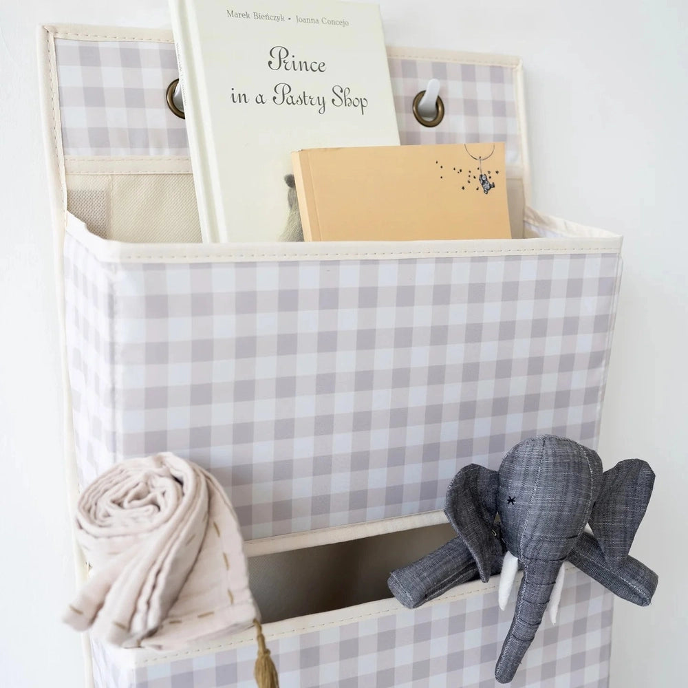 3 Sprouts Recycled Fabric Over The Door Organizer Gingham Beige