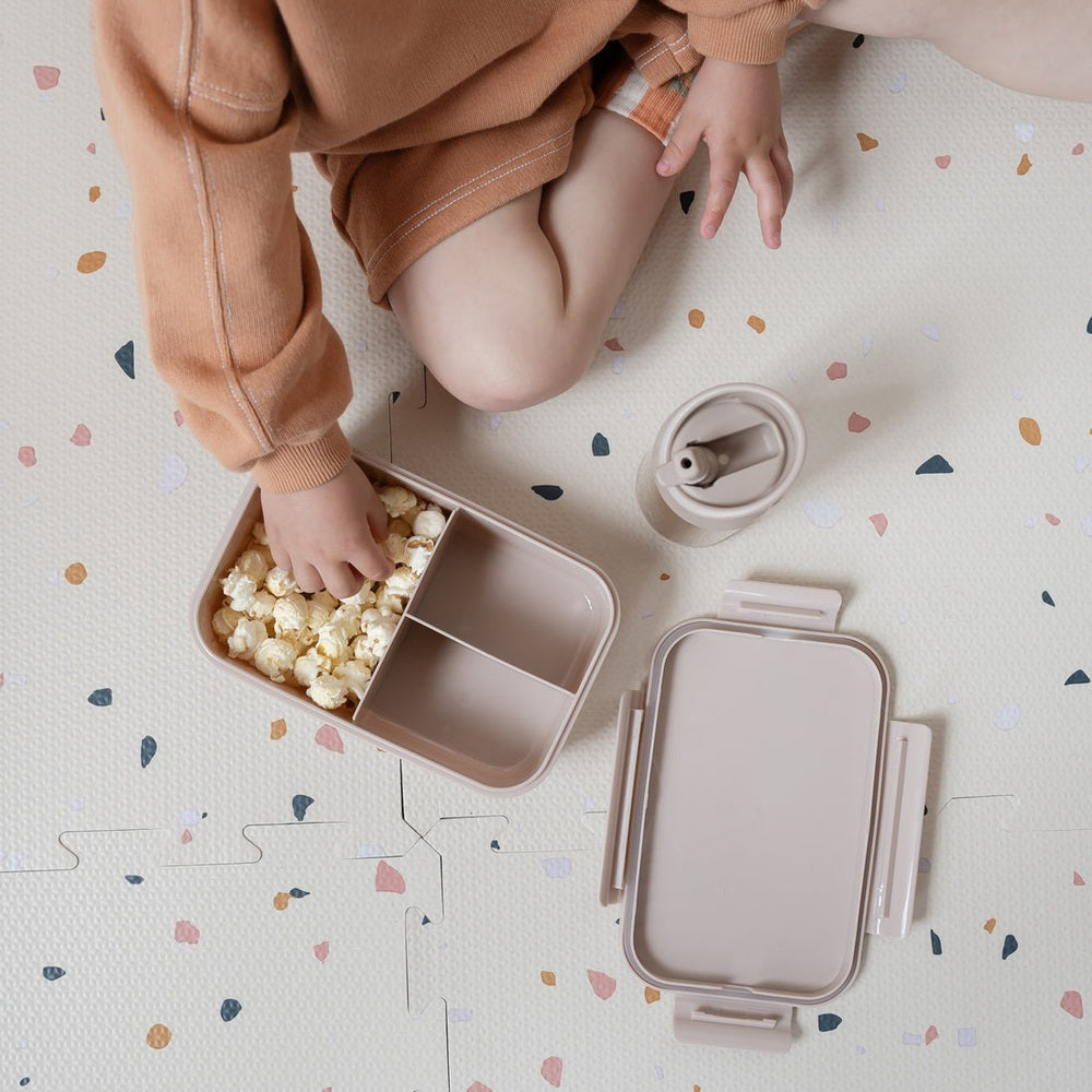3 Sprouts recycled plastic bento box with two compartments in blush pink
