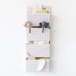 3 Sprouts Recycled Fabric Over The Door Organizer Gingham Beige