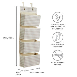 3 Sprouts Recycled Fabric Over The Door Organizer Gingham Beige