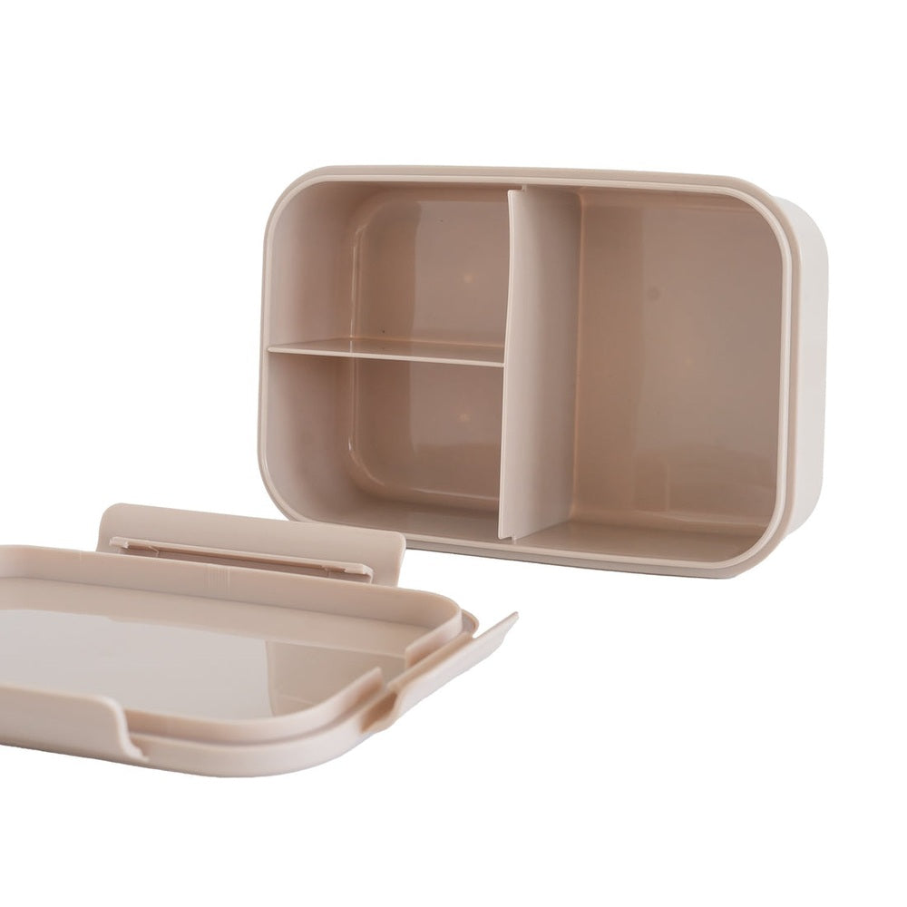 3 Sprouts bento box in beige recycled plastic with divider and lid