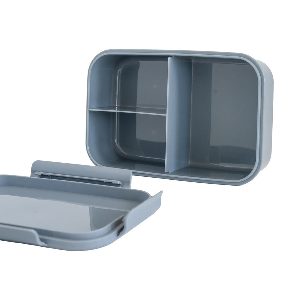 3 Sprouts blue-gray recycled plastic bento box with divided compartments and lid