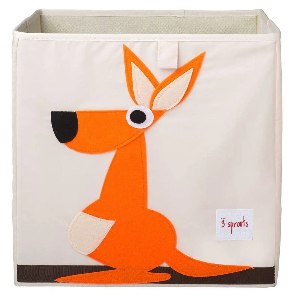 3 Sprouts Storage Box, cream with orange fox applique, neatly helps keep the nursery tidy.