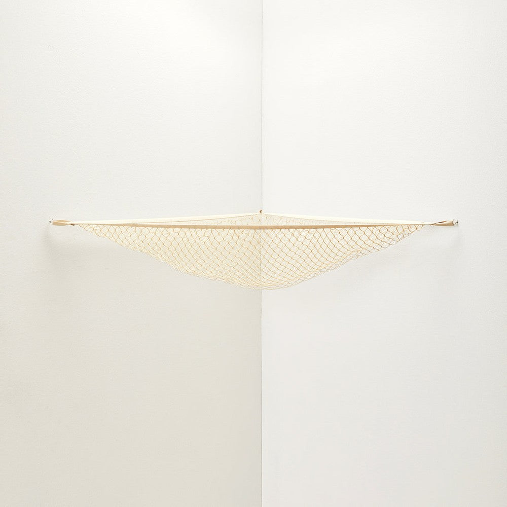 3 Sprouts toy hammock, beige net, wall-mounted kids' toy storage