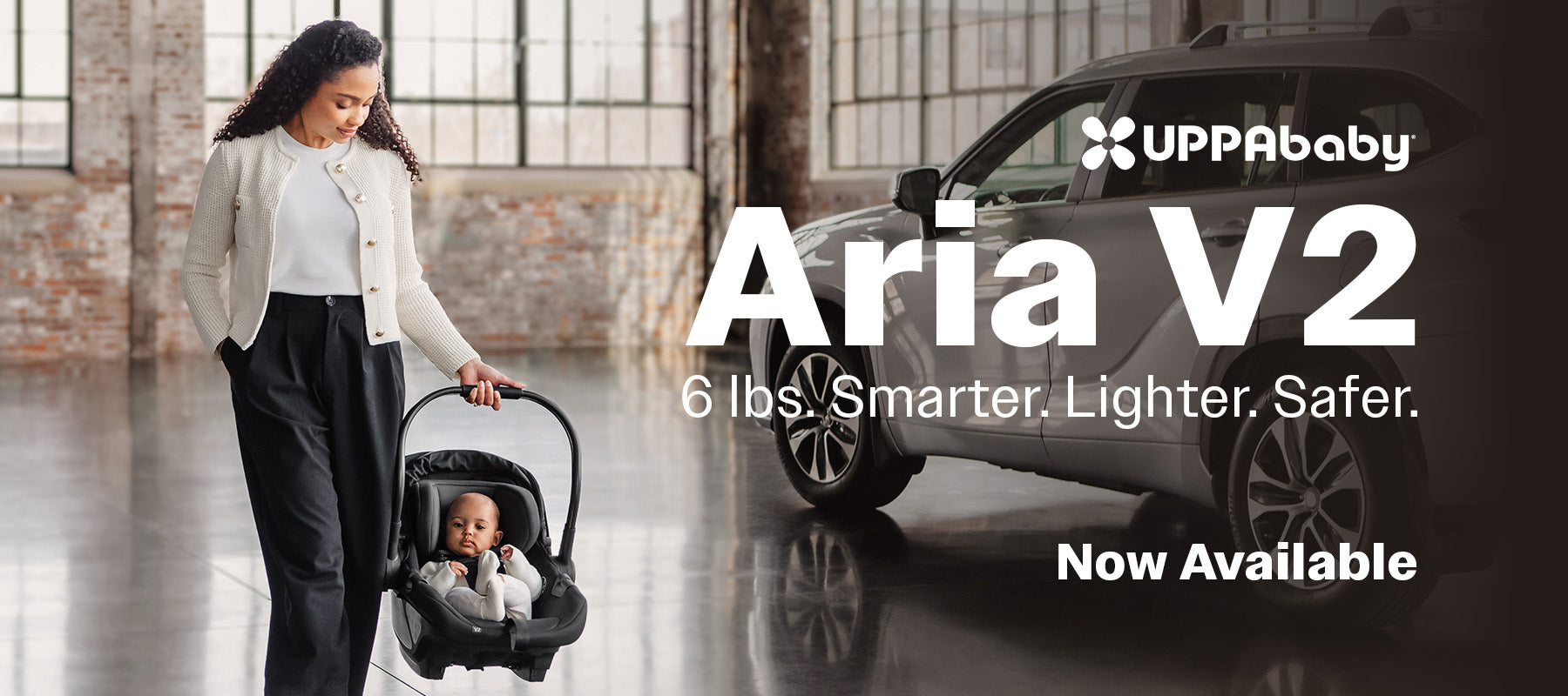 UPPAbaby Aria V2 Infant Car Seat in Black lightweight carry with baby