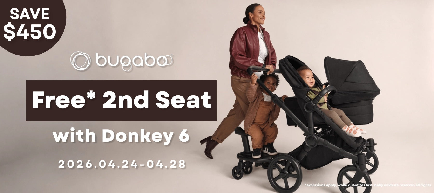 Bugaboo Donkey 6 Duo Stroller in Dark Burgundy with two seats lifestyle view vertical