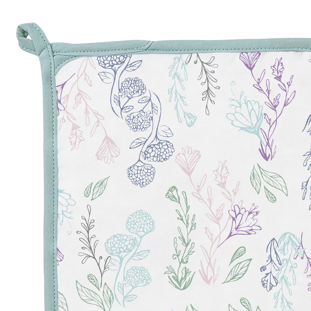 NEST DESIGNS Nest Designs 4 Layer Washcloth Set 3 Pack Assorted Color sage green binding with hanging loop and pastel botanical img 5/10
