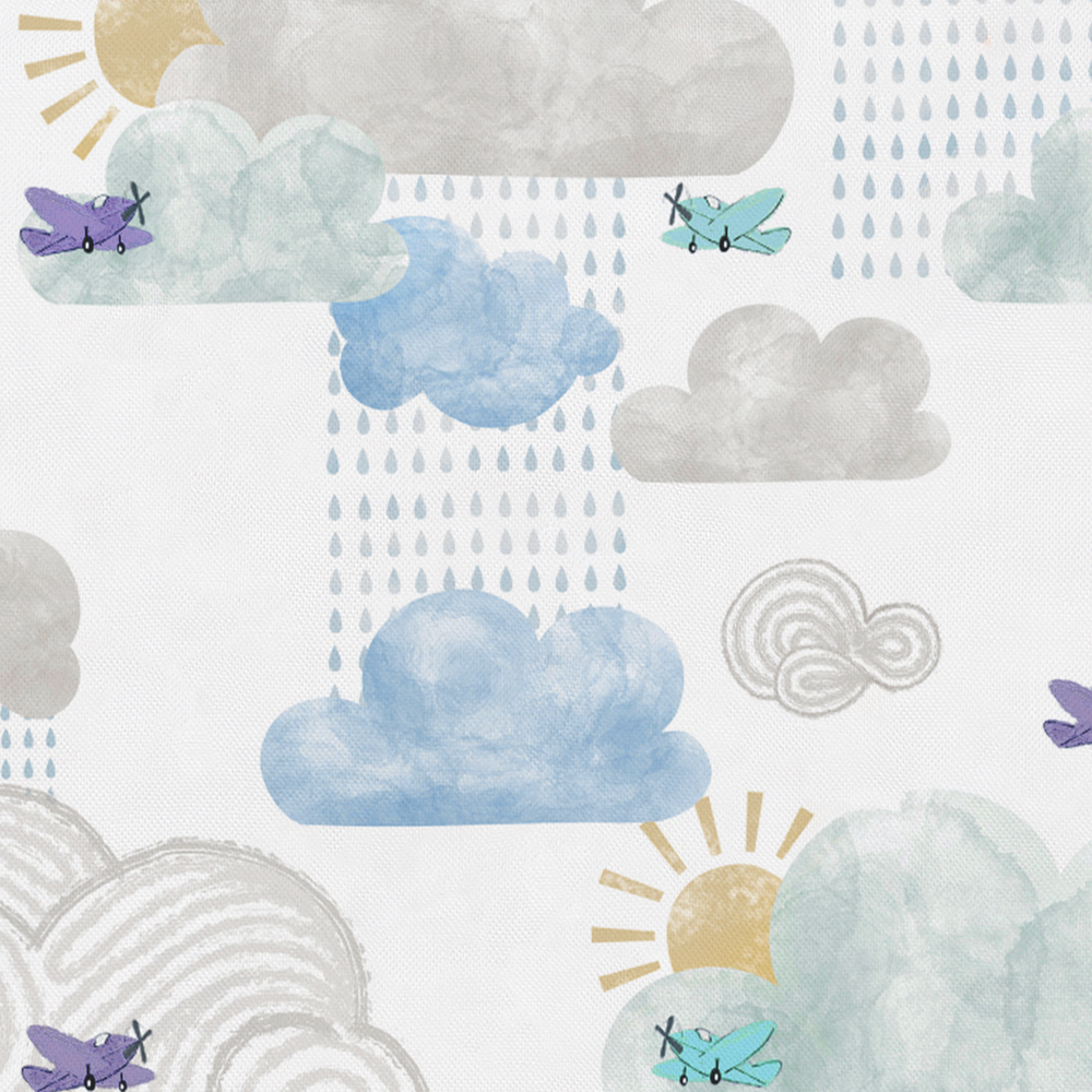 NEST DESIGNS Nest Designs 4 Layer Washcloth Set 3 Pack Assorted Color airplane cloud sun rain droplet pattern in watercolor style img 8/10