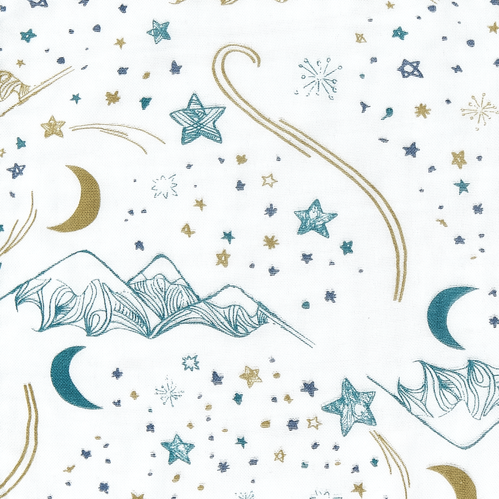 NEST DESIGNS Nest Designs 4 Layer Washcloth Set 3 Pack Assorted Color celestial print with moons, stars, and mountain line art img 9/10