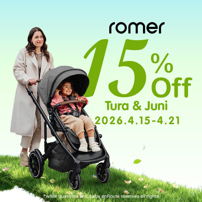 Romer Tura Stroller in Grey with toddler seat outdoor lifestyle horizontal view