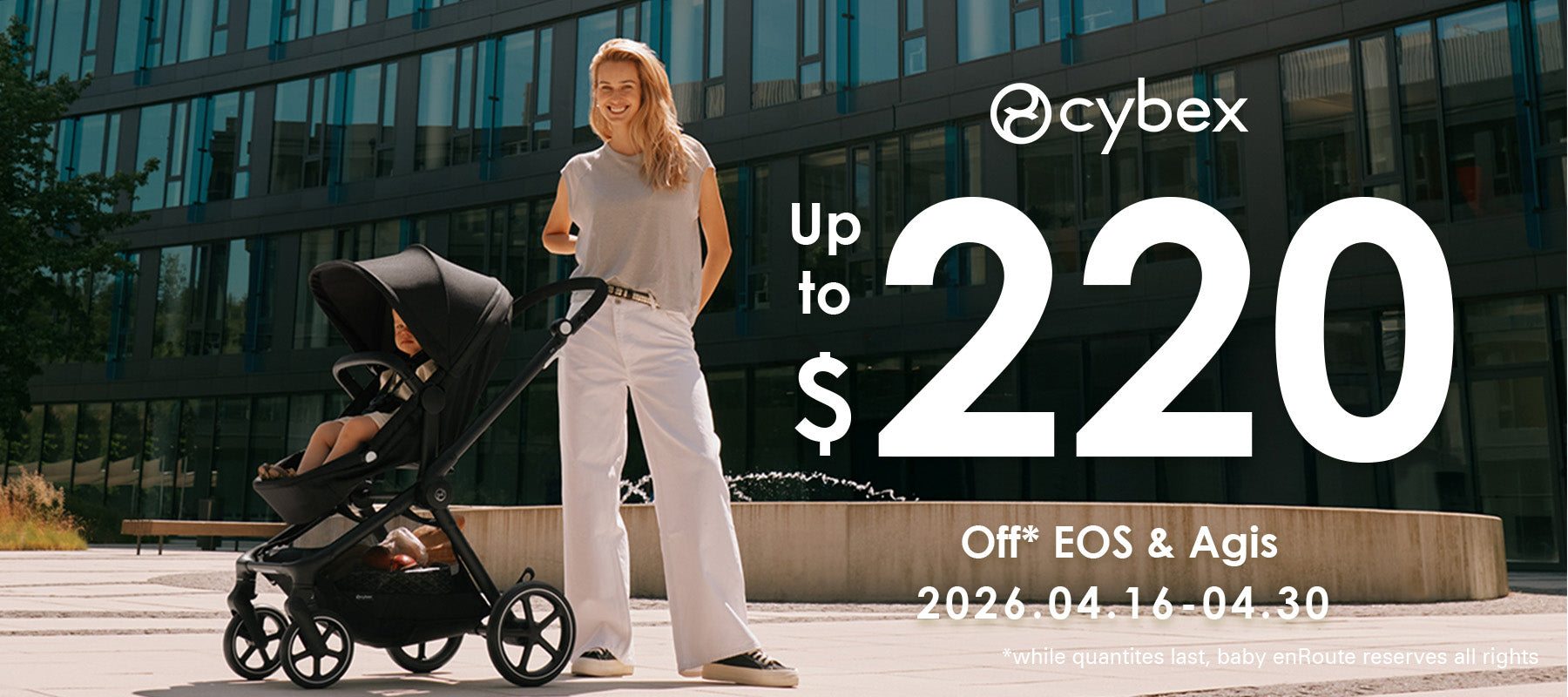 Cybex EOS Stroller in Black with toddler seat urban lifestyle view horizontal