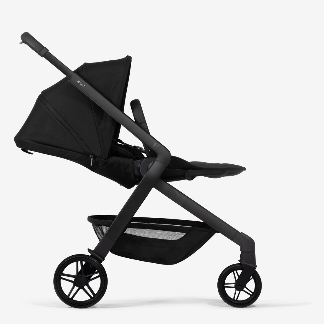 Joolz Hub² Compact Stroller - Space Black side view with seat reclined