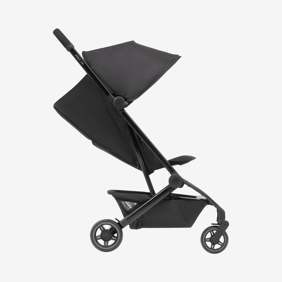 Joolz Dot Lightweight Stroller - Space Black side view with canopy extended