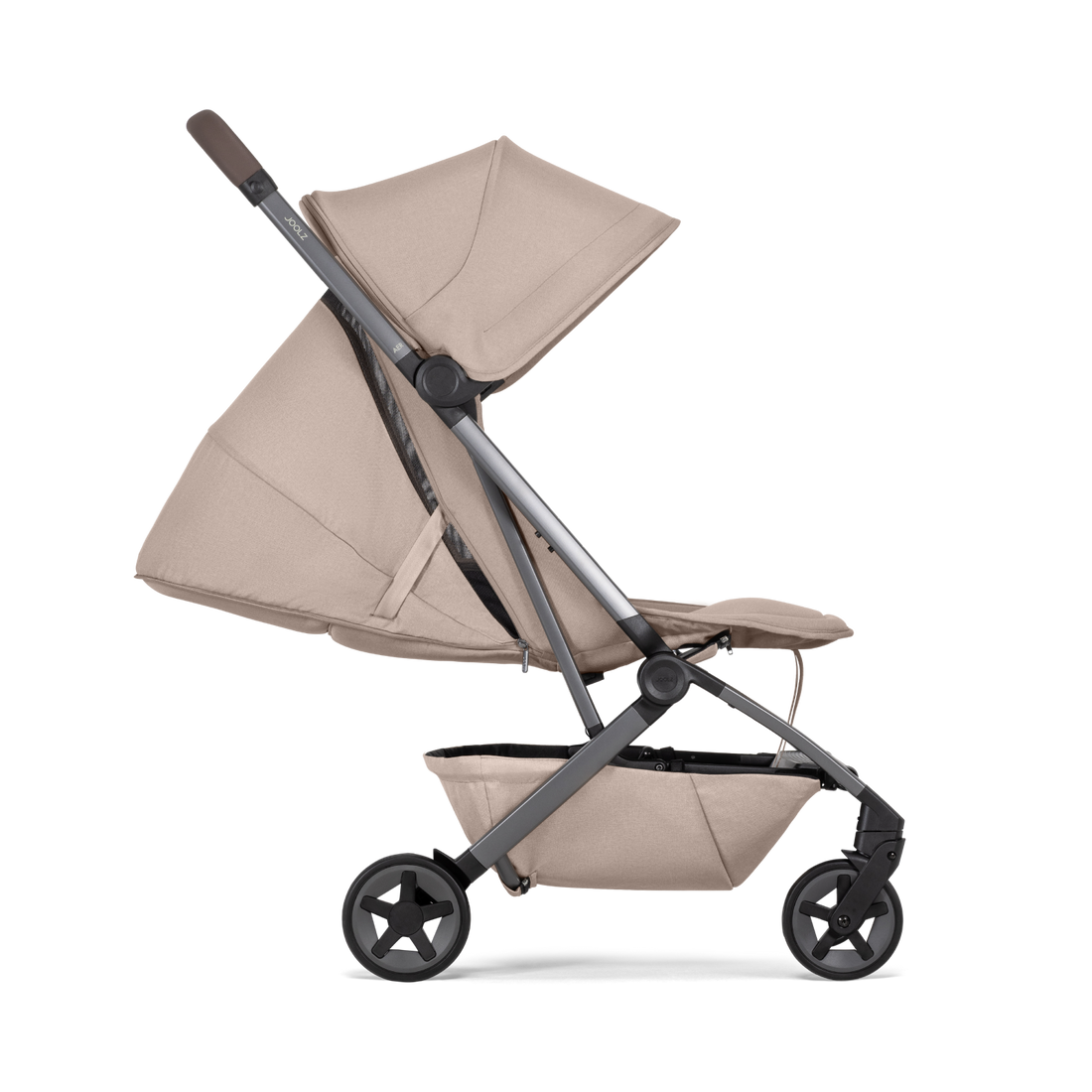 Joolz Aer² Lightweight Stroller - Sandy Taupe side view with seat reclined