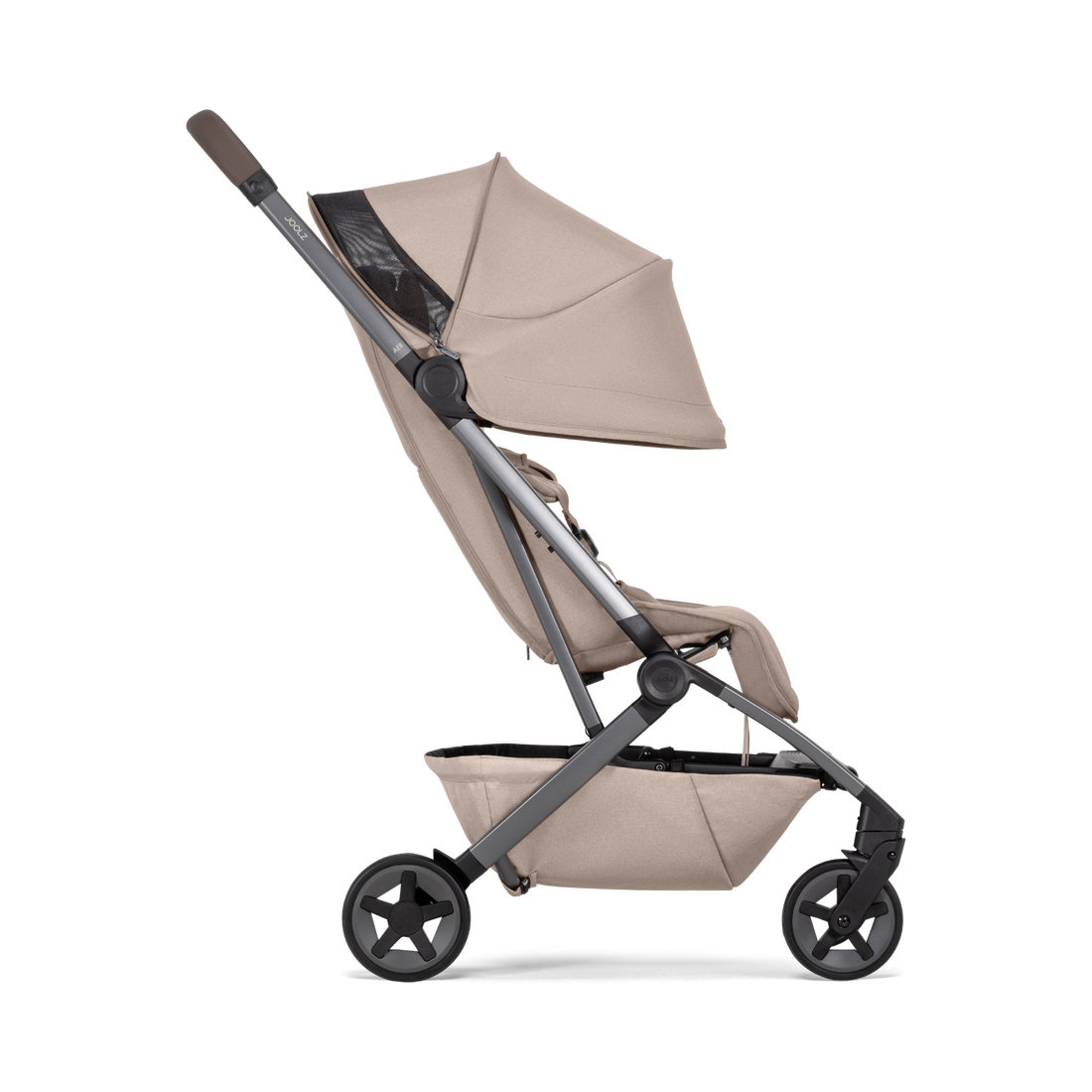 Joolz Aer² Lightweight Stroller - Sandy Taupe side view with canopy extended