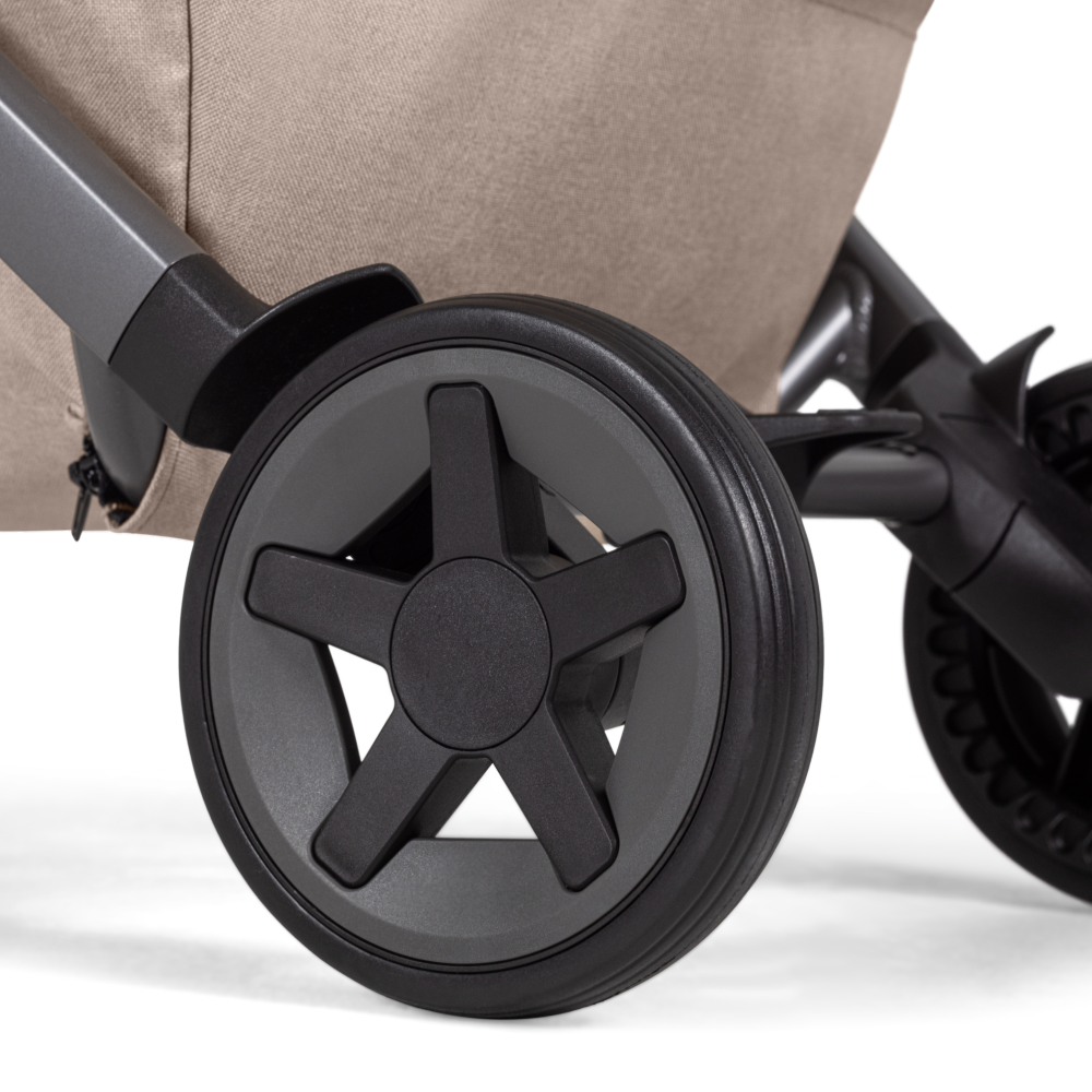Joolz Aer² Lightweight Stroller - Sandy Taupe rear wheel close-up