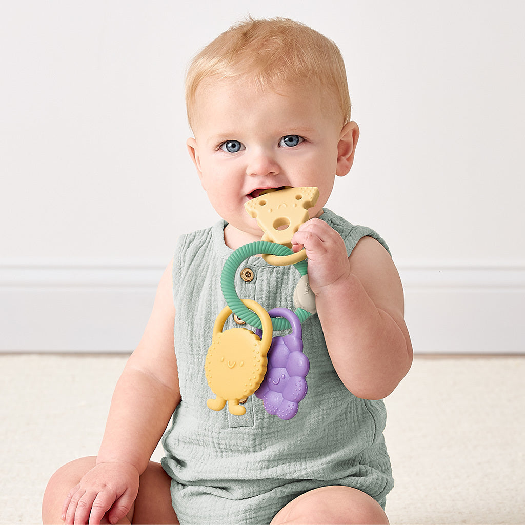 Itzy Ritzy Itzy Trio Charcuterie baby teether with easy-grip silicone ring