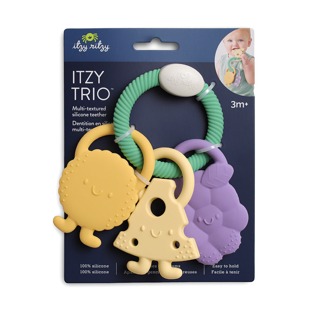 Itzy Ritzy Itzy Trio Charcuterie teether packaging and silicone charm details
