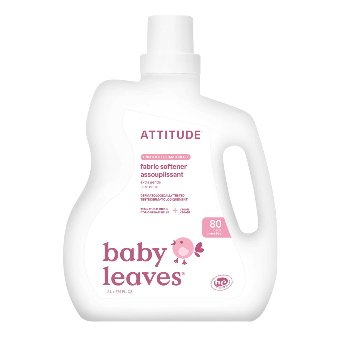 Attitude Baby Fabric Softener - Unscented - 2L - 80 Loads front product view