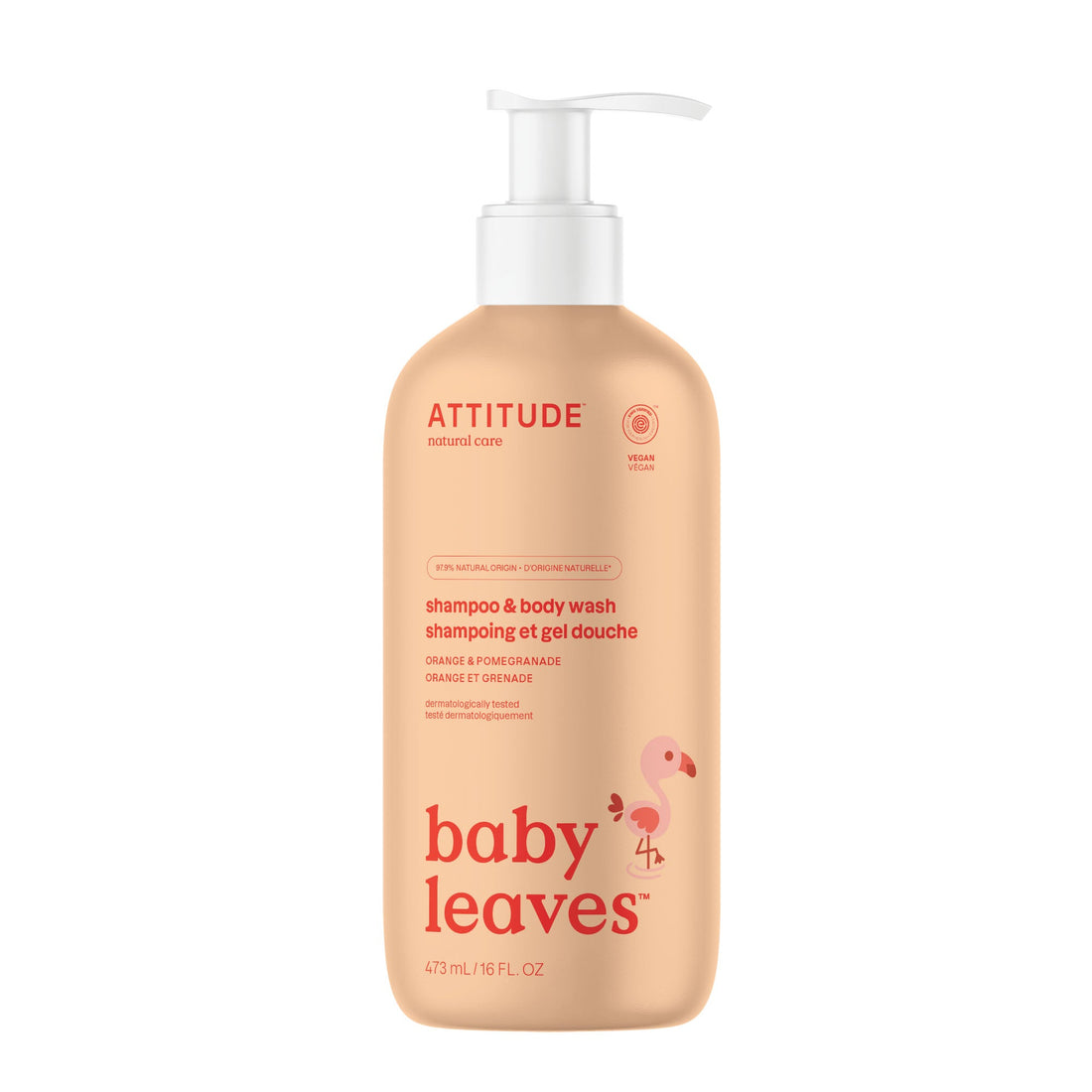 Attitude Baby Shampoo And Body Wash 473 ml - Orange Pomegranate front product view