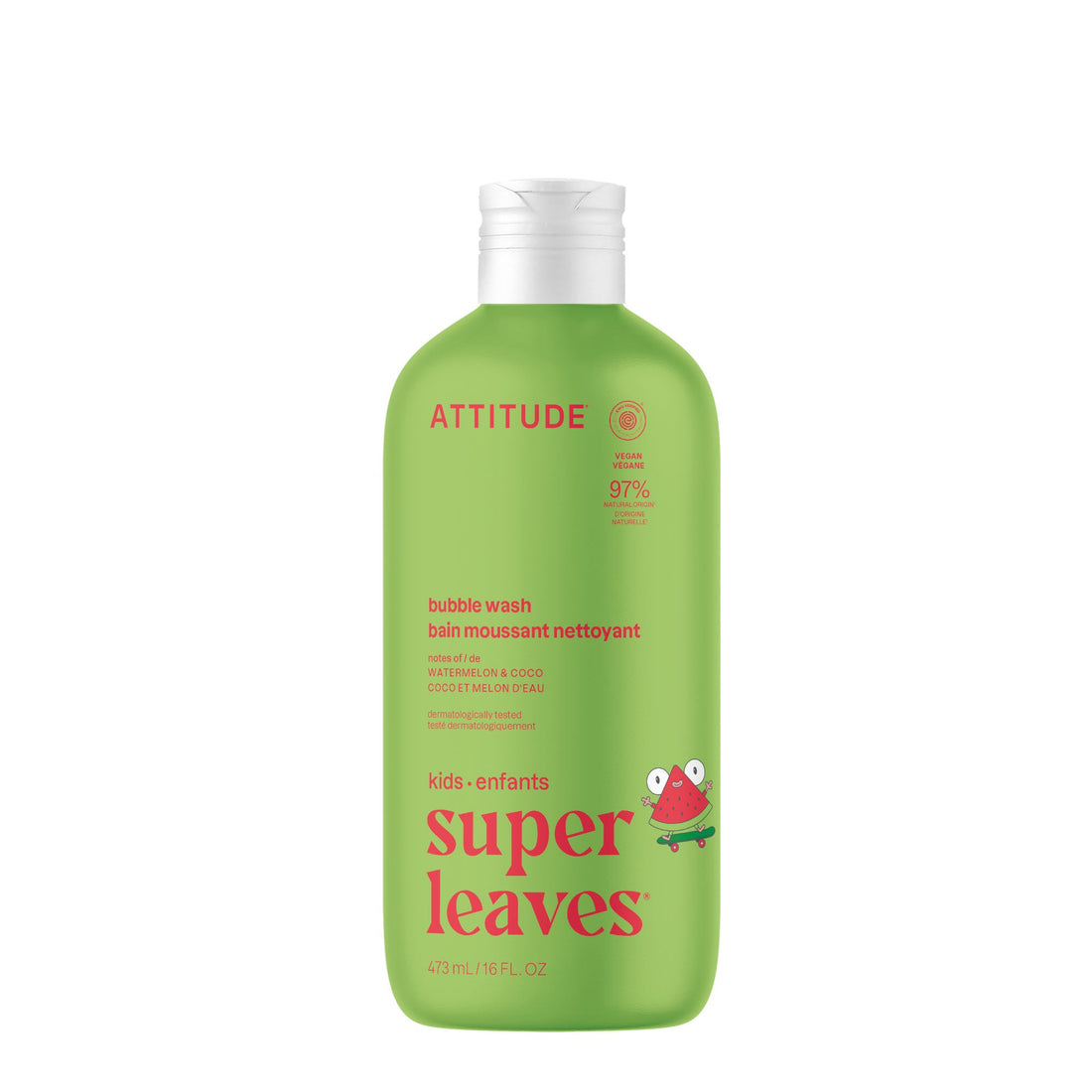 Attitude Natural Bubble Wash 473 ml - Watermelon & Coco front product view